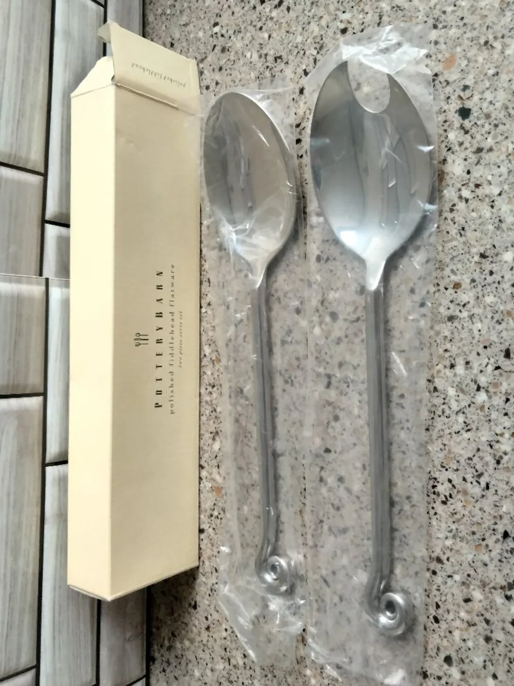 2-Pc. Discont'd Polished 18/8 Stainless FIDDLEHEAD Serving Set
